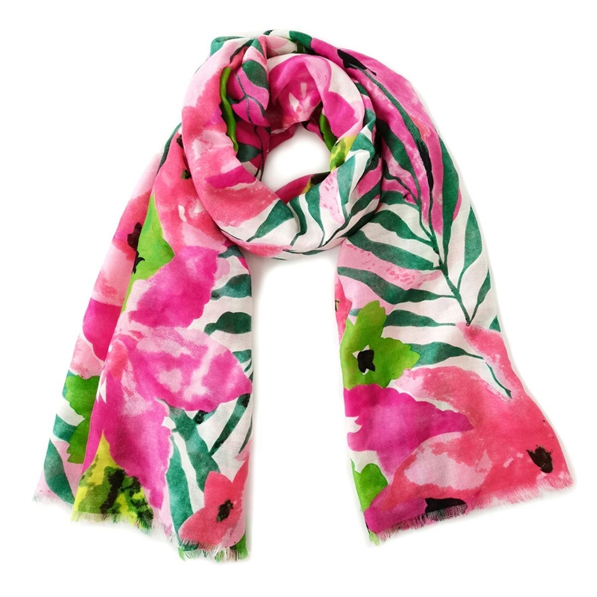 Fashion Scarf Long Pink Watercolor Floral Trendy Stylish Accessory 74.8 x 35.4
