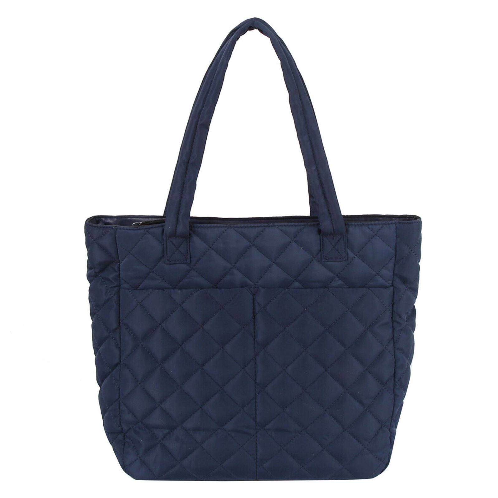 Fashion Handbag Quilted Navy Tote Bag Large Pocket Travel Purse Stylish Chic