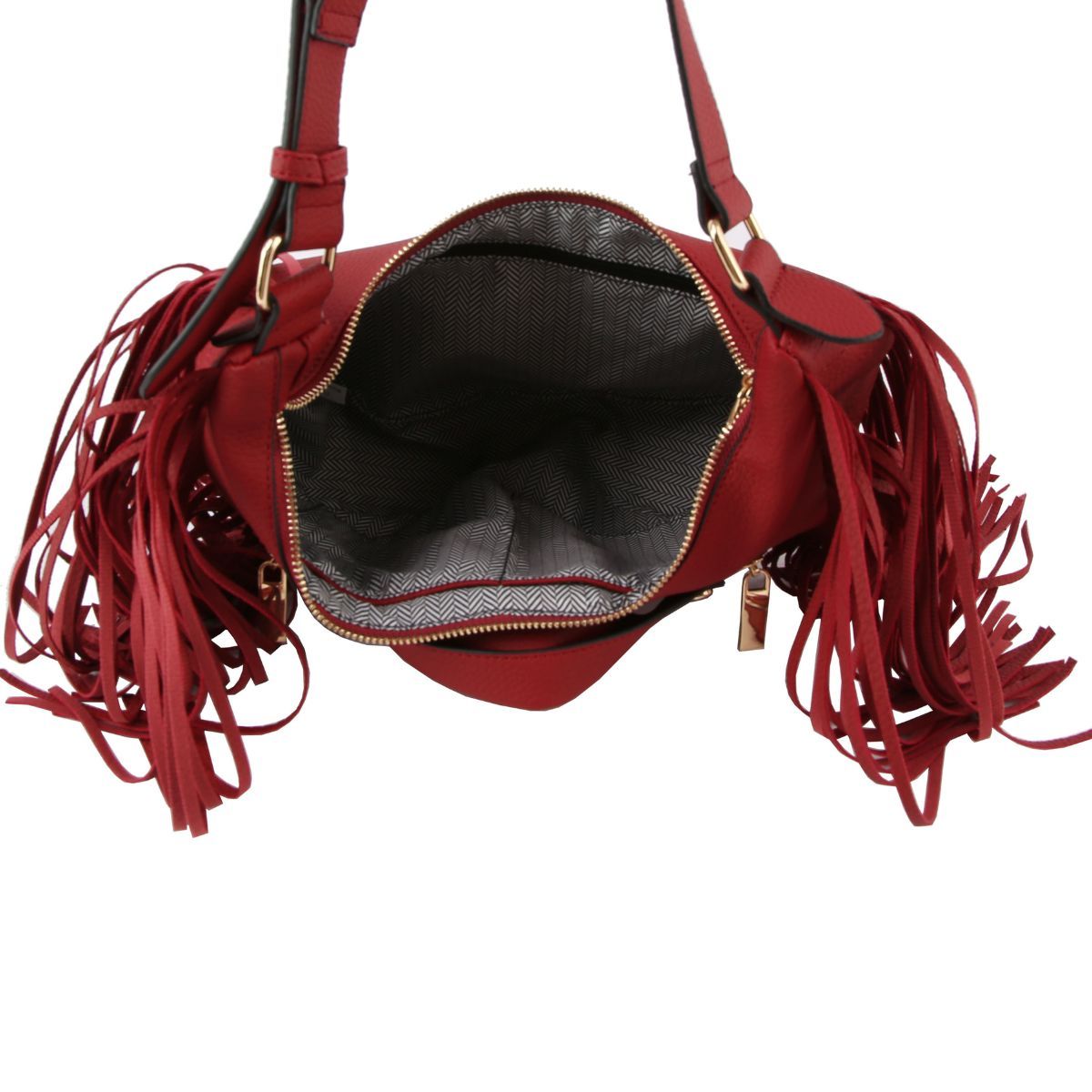 Fashion Handbag Wine Moto Fringe Shoulder Bag Stylish Chic Accessory