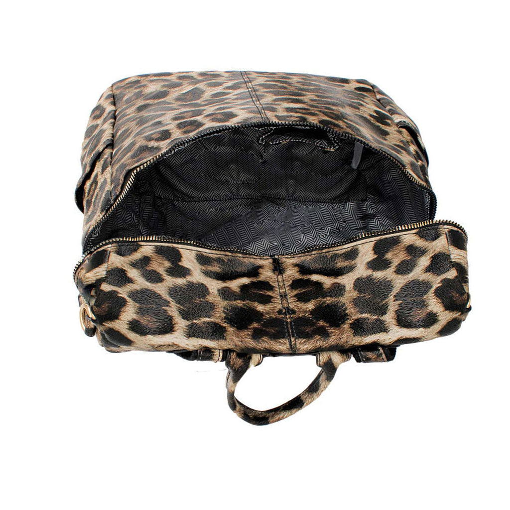 Fashion Backpack Purse Leopard Print Stylish Square Design