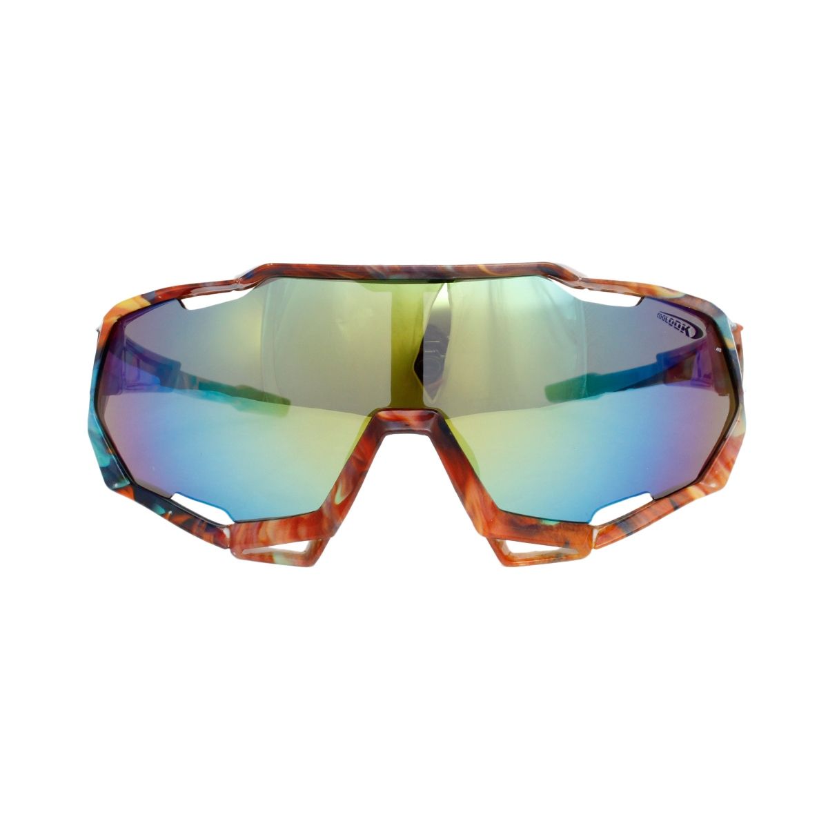 Sport Sunglasses Brown Graphic Print Mirror Stylish Eyewear