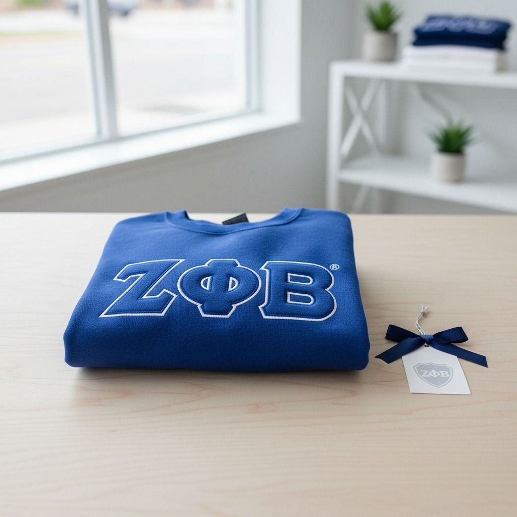 Crew Sweatshirt Blue Embroidered Greek Gear Casual Stylish Top