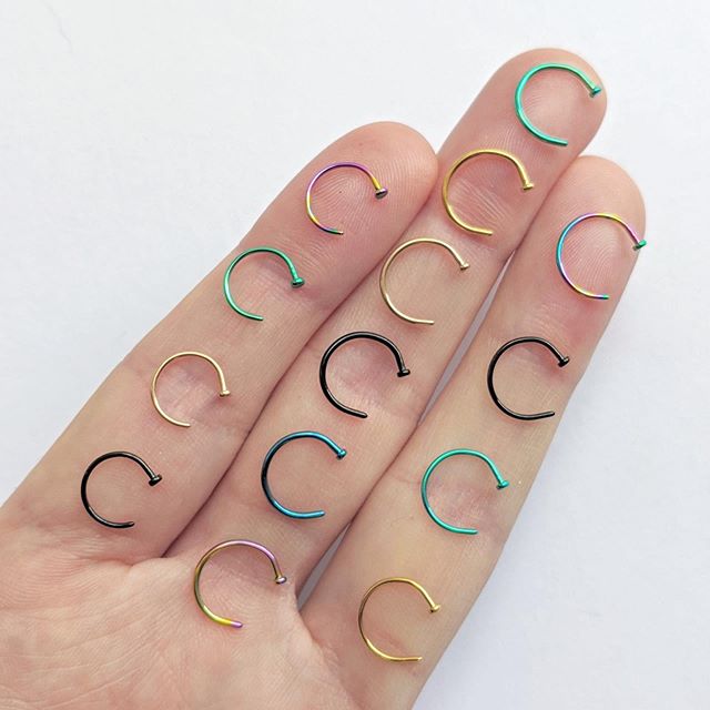 20G 5/16 Pack Set of 5 Assorted Stainless Steel Nose Hoop Rings