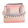 Fashion Handbag Pink Croc Flap Satchel Stylish Chic Accessory