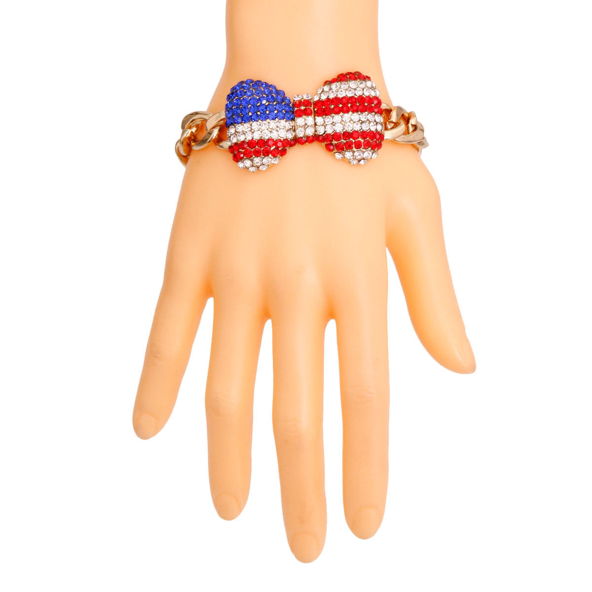 Statement Patriotic Bow Chain Bracelet Stylish Fashion Jewelry Accessory