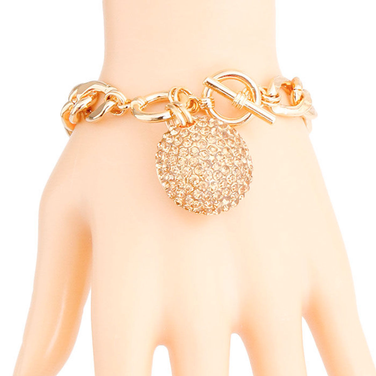 Bracelet Toggle Ball with Topaz Pave Stylish Jewelry Accessory