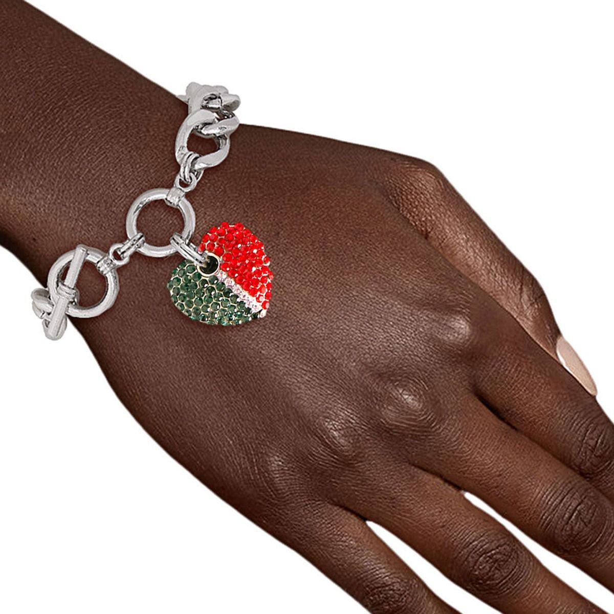 Bracelet Silver Lining Heart Toggle Stylish Jewelry Accessory