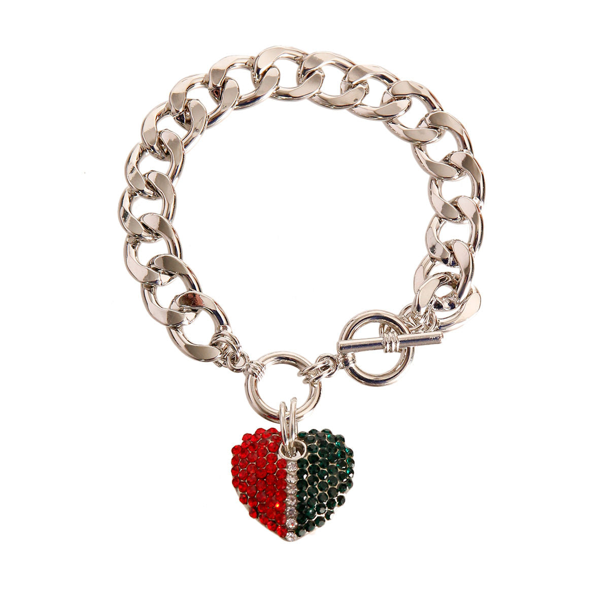Bracelet Silver Lining Heart Toggle Stylish Jewelry Accessory