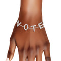 Women’s Rhinestone Silver Chain Bracelet VOTE Stylish Statement Jewelry