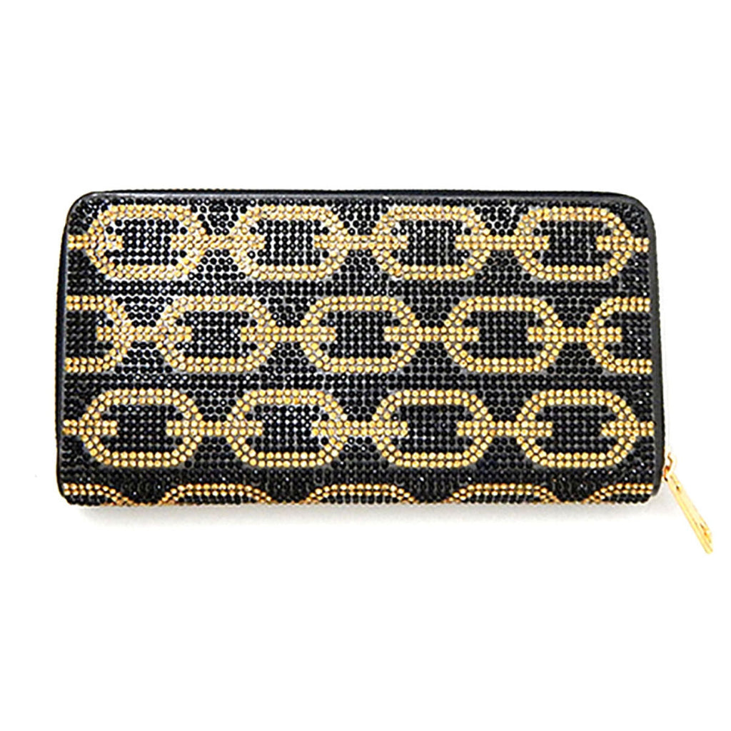 Fashion Wallet Black and Gold Rhinestone Stylish Chic Accessory
