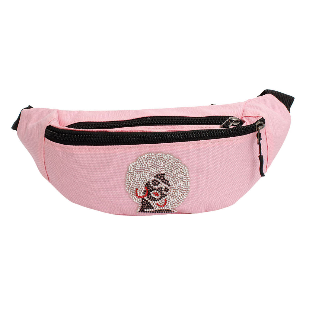 Women’s Fanny Pack Pink Afro Rhinestone Bag Stylish Casual Accessory