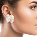 Rhinestone Stud Earrings Letter N Stylish Fashion Jewelry