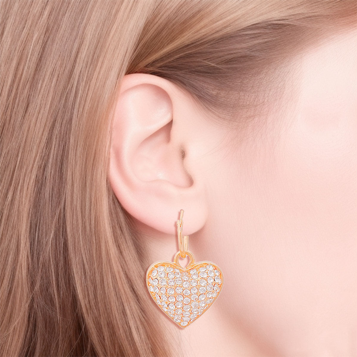 Baby Hoops Gold 3D Heart Earrings Stylish Chic Jewelry Accessory