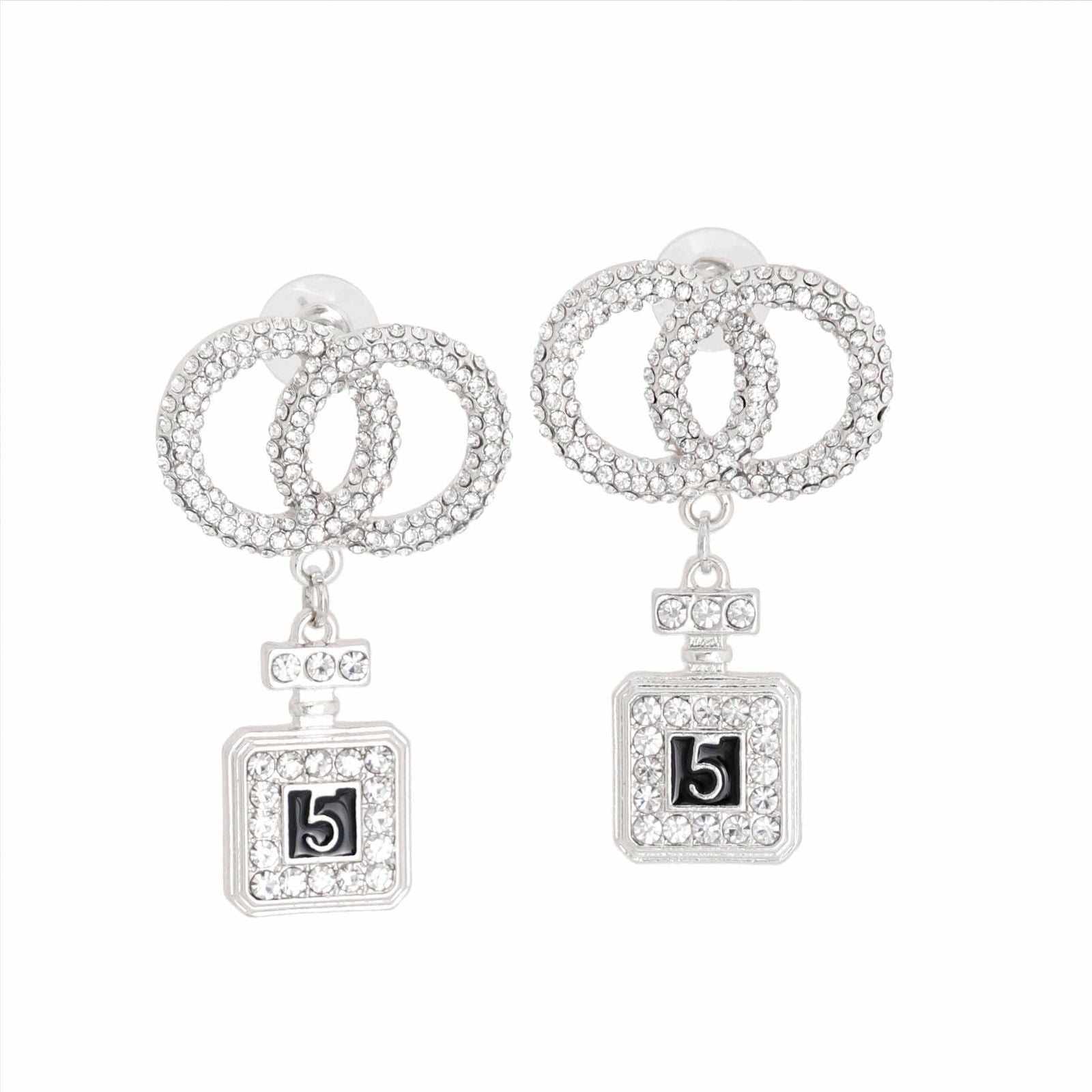 Fashion Earrings Silver Infinity Perfume Charm Stylish Statement Jewelry