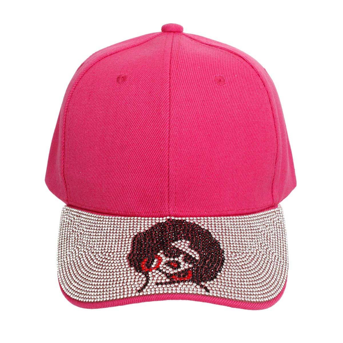 Women’s Baseball Cap Fuchsia Afro Bling Stylish Casual Hat
