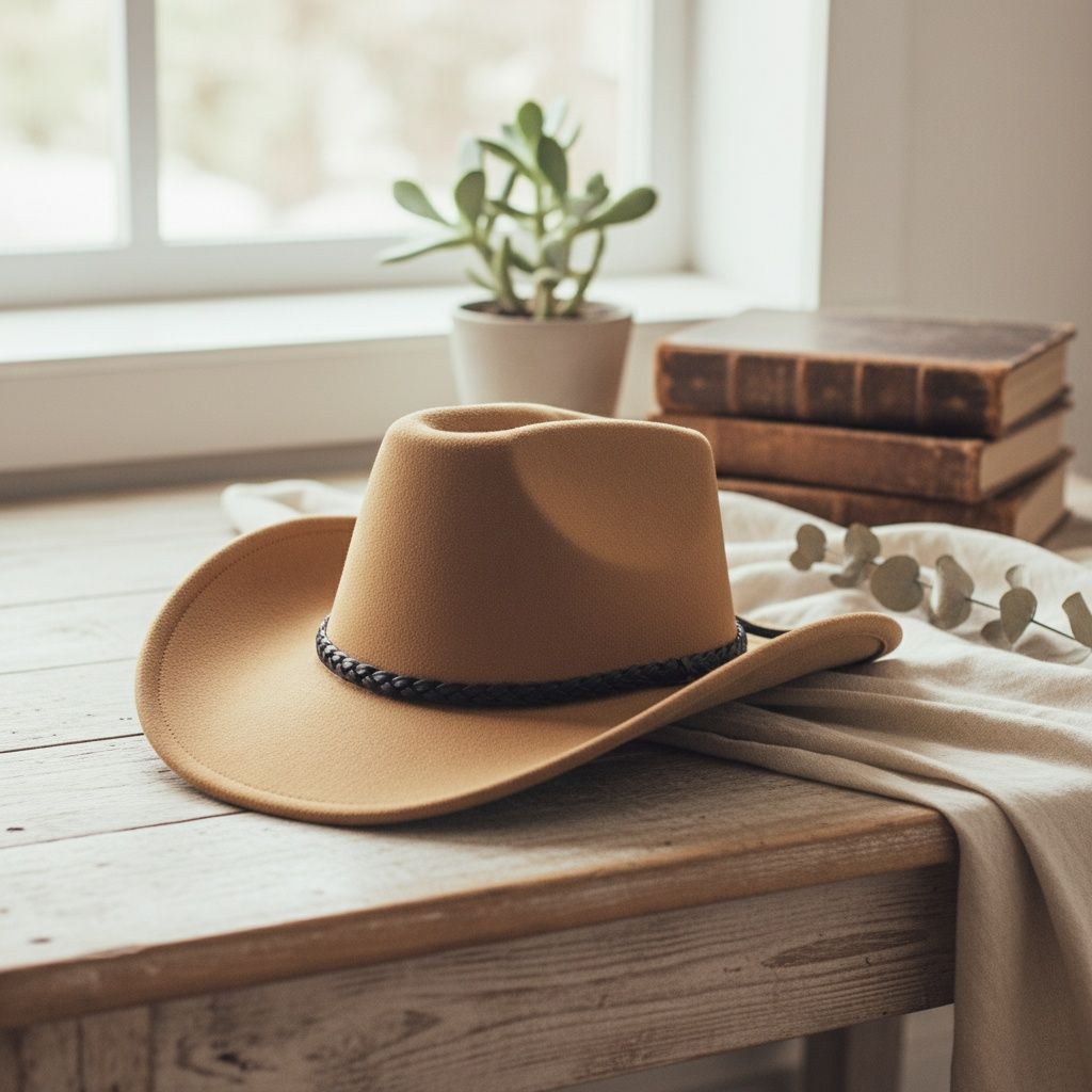 Western Cowboy Hat Soft Suede Cattleman Style Camel Casual Fashion Accessory
