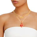 Gold Locked Heart Necklace Stylish Statement Jewelry Accessory