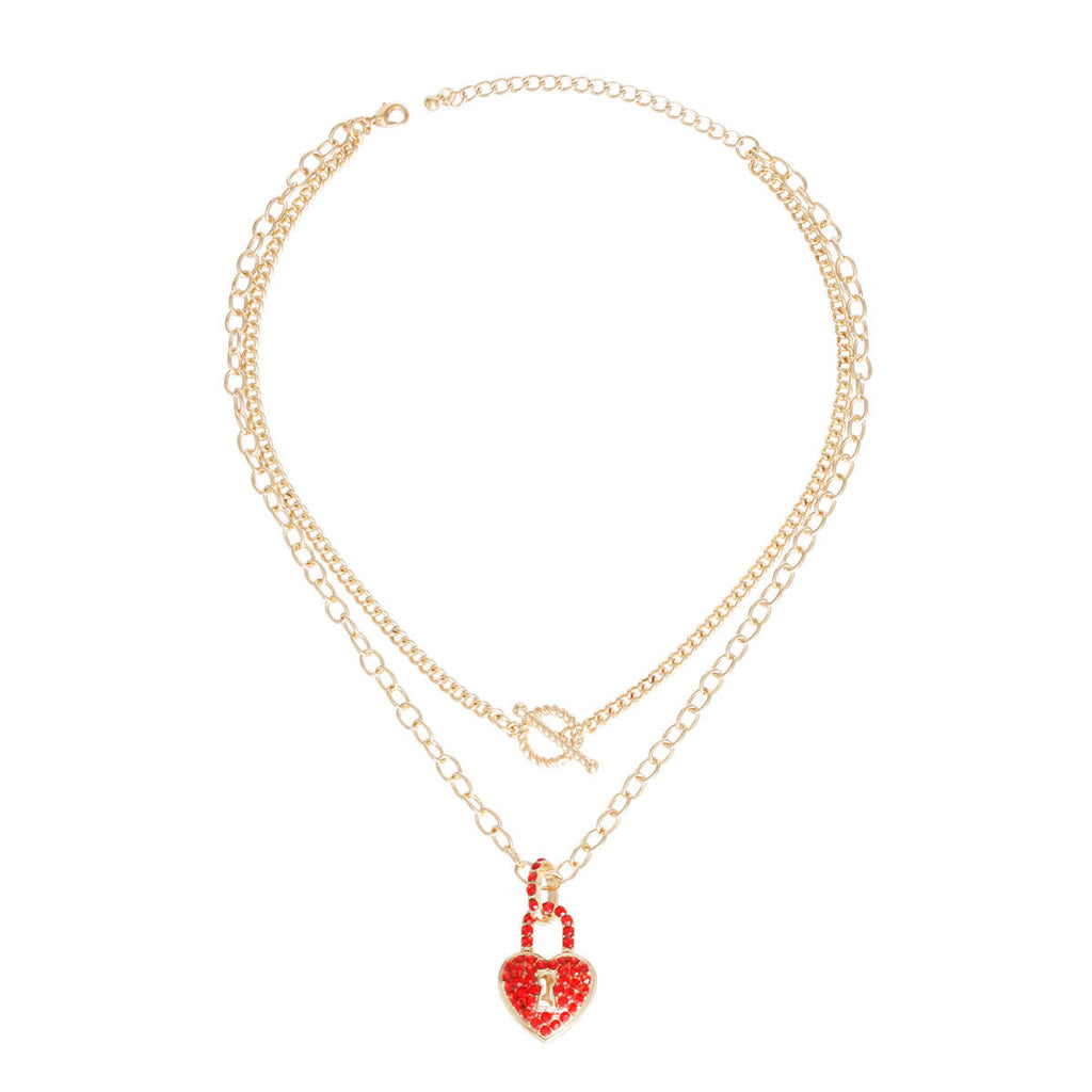 Gold Locked Heart Necklace Stylish Statement Jewelry Accessory