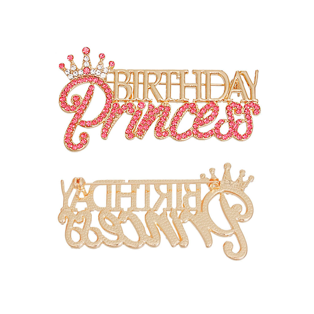 Women’s Pink Birthday Princess Brooch Pin Stylish Fashion Accessory