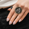 Statement Tiger Cocktail Ring Gold Black Round Stylish Jewelry