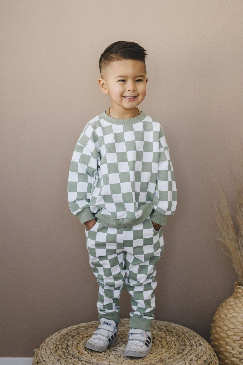 Organic Cotton Checkered Jogger Set *blue 18-24 months left
