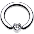 8G 1/2 Clear Gem 5mm Disc BCR Captive Ring