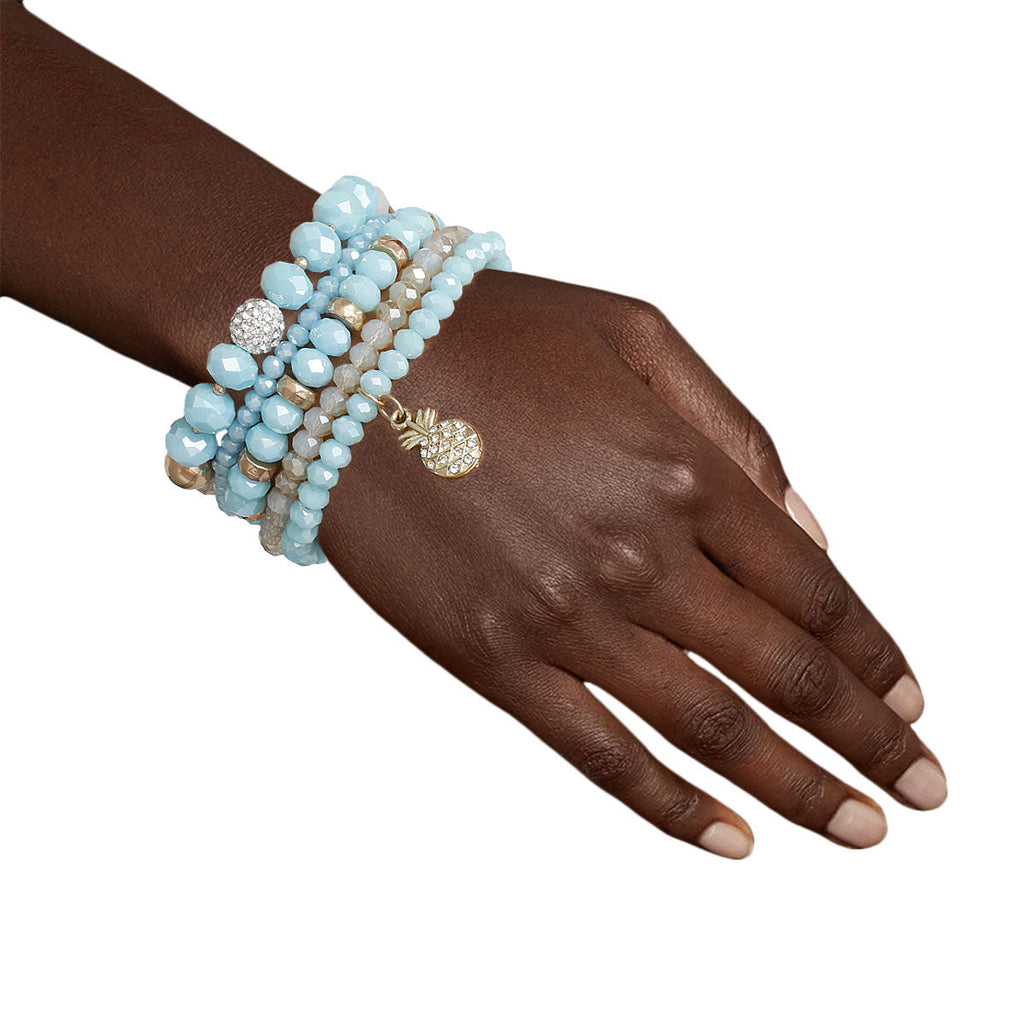 Charm Bracelets with Light Blue Pineapple Pendant – Trendy Fashion Jewelry Accessory