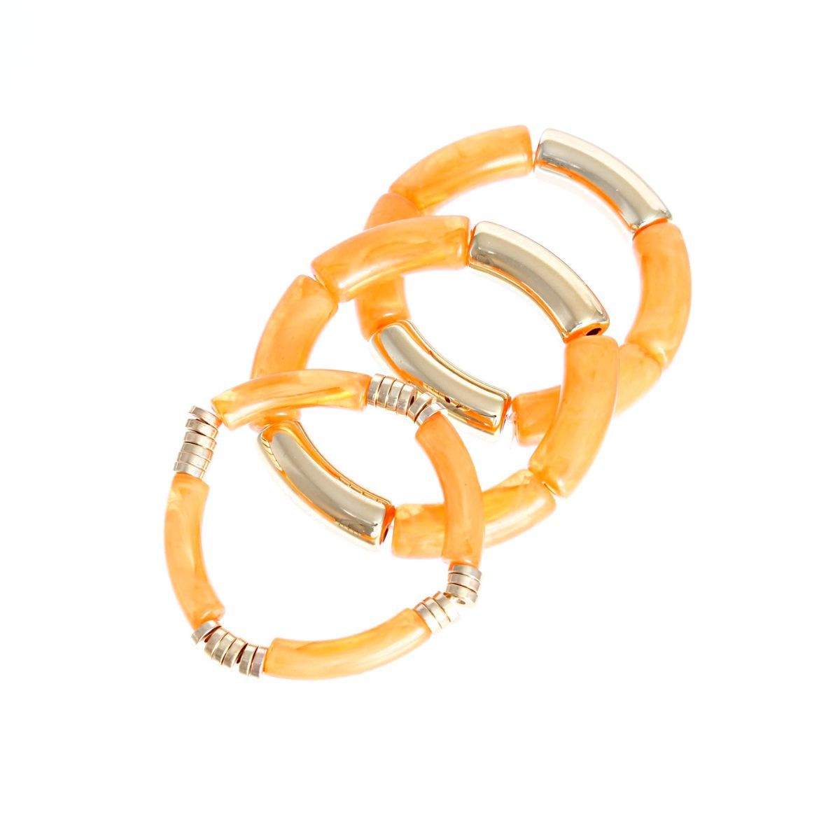 Tube Stretch Bangle Set Coral Stylish Statement Jewelry