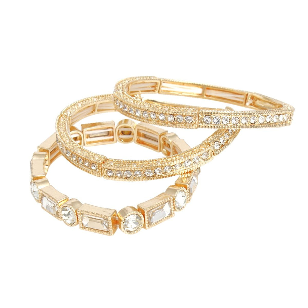 Stretch Bracelets Vintage Gold Rhinestone Set Stylish Chic Jewelry