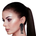 Cluster Stud Earrings Black Glass Beads Stylish Chic Jewelry