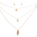 Layered Gold Leaf Necklace 3-Layer Stylish Statement Jewelry