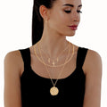 Layered Gold Religious Cross Chain Necklace Stylish Statement Jewelry
