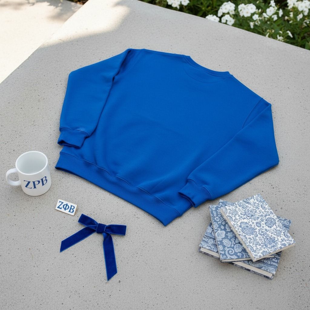 Crew Sweatshirt XL Blue Embroidered Greek Gear Casual Stylish Top