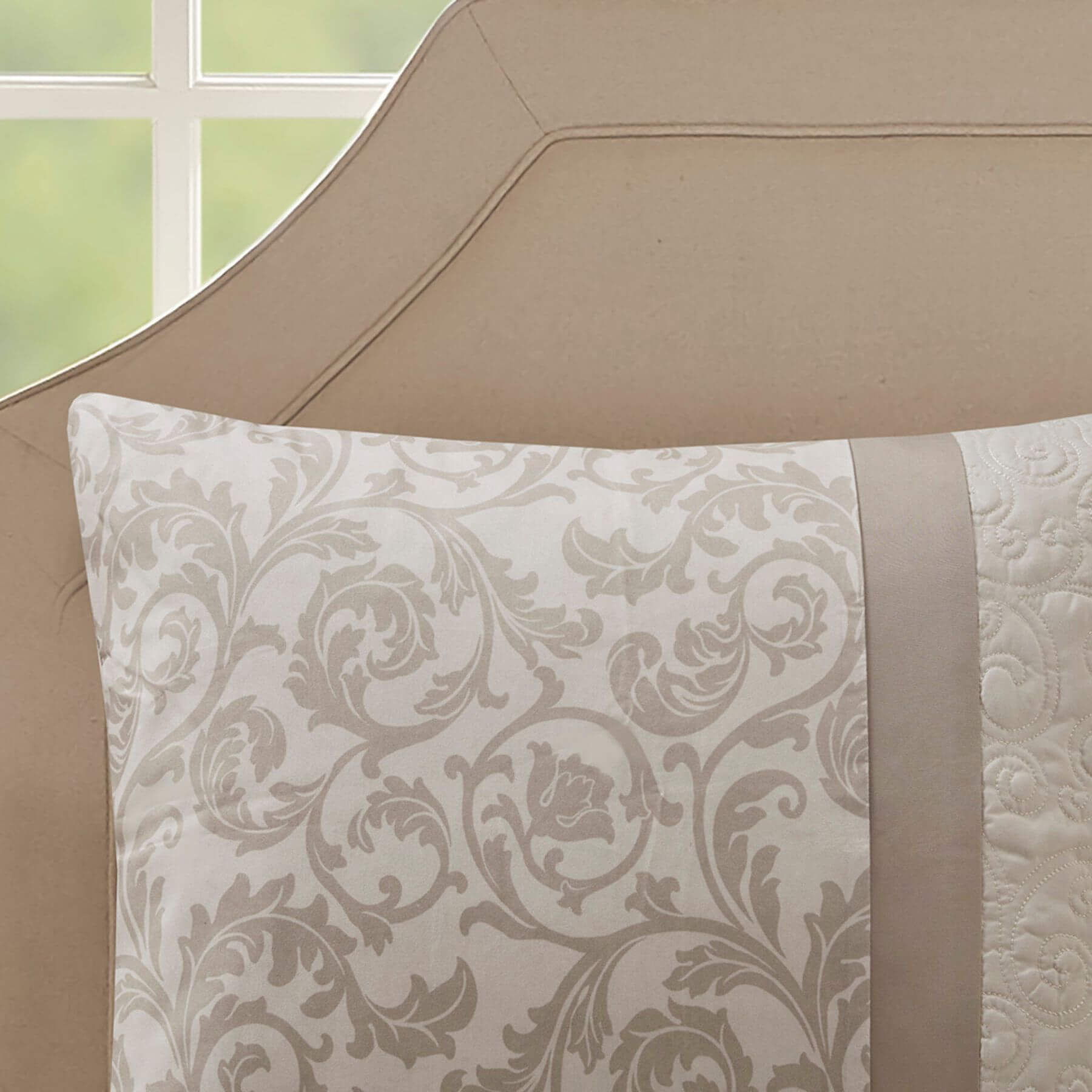 Ramsey Embroidered 8 Piece Comforter Set Neutral Queen (Open Box)