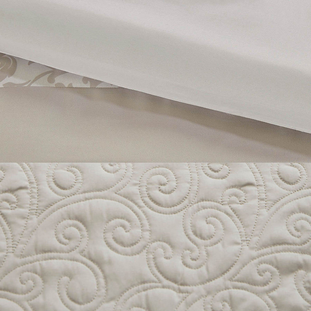 Ramsey Embroidered 8 Piece Comforter Set Neutral Queen (Open Box)