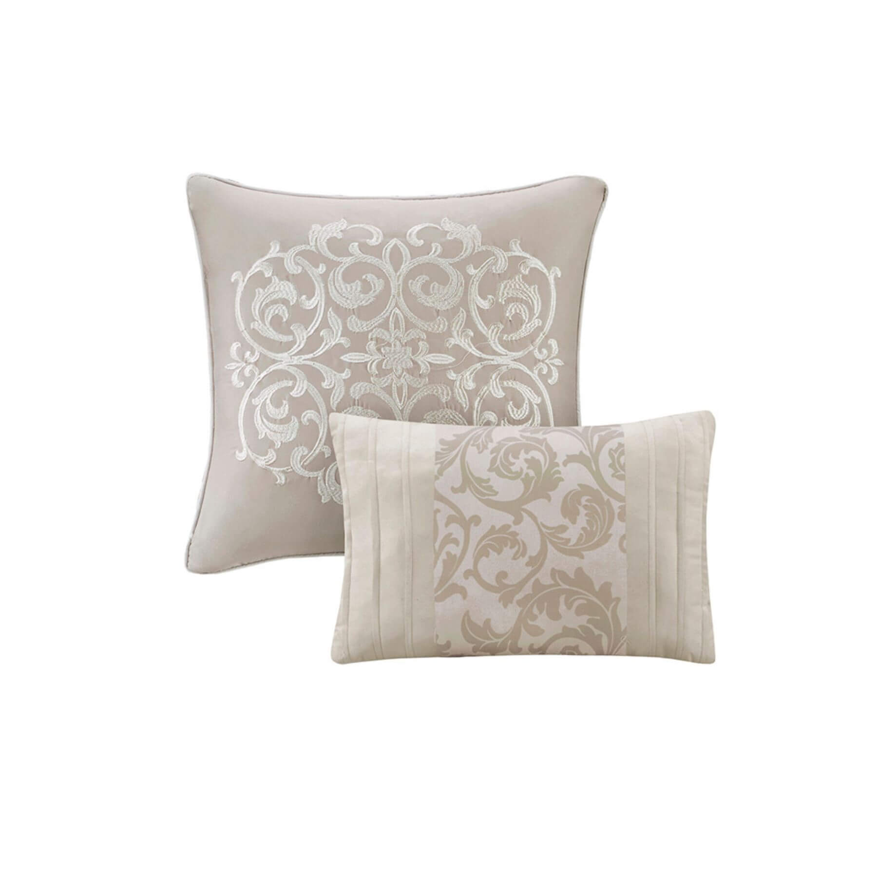 Ramsey Embroidered 8 Piece Comforter Set Neutral Queen (Open Box)