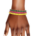 Women’s 3 Strand Multicolor Rhinestone Bracelet 5mm Stylish Layered Jewelry