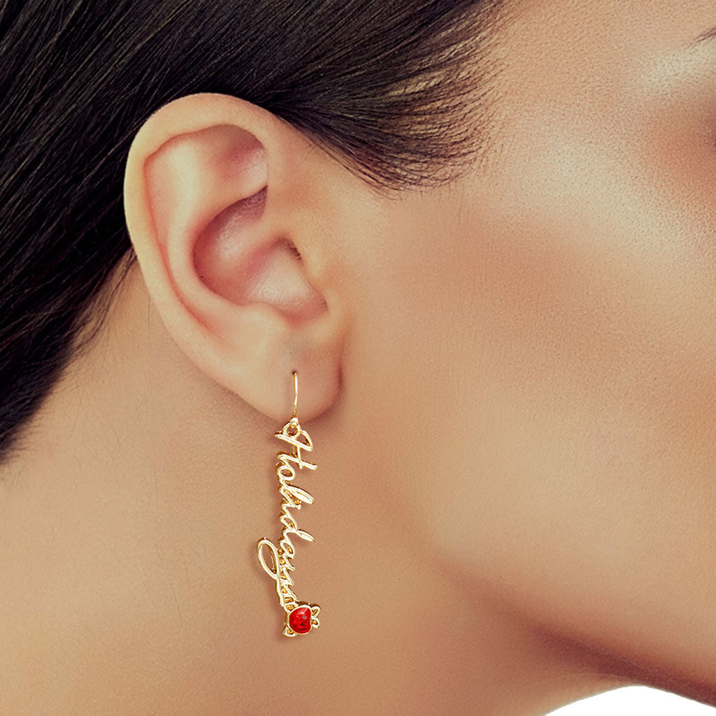 Holiday Earrings Trendy Stylish Statement Happy Holidays Jewelry