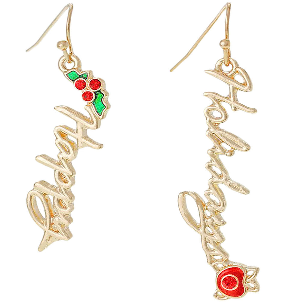 Holiday Earrings Trendy Stylish Statement Happy Holidays Jewelry