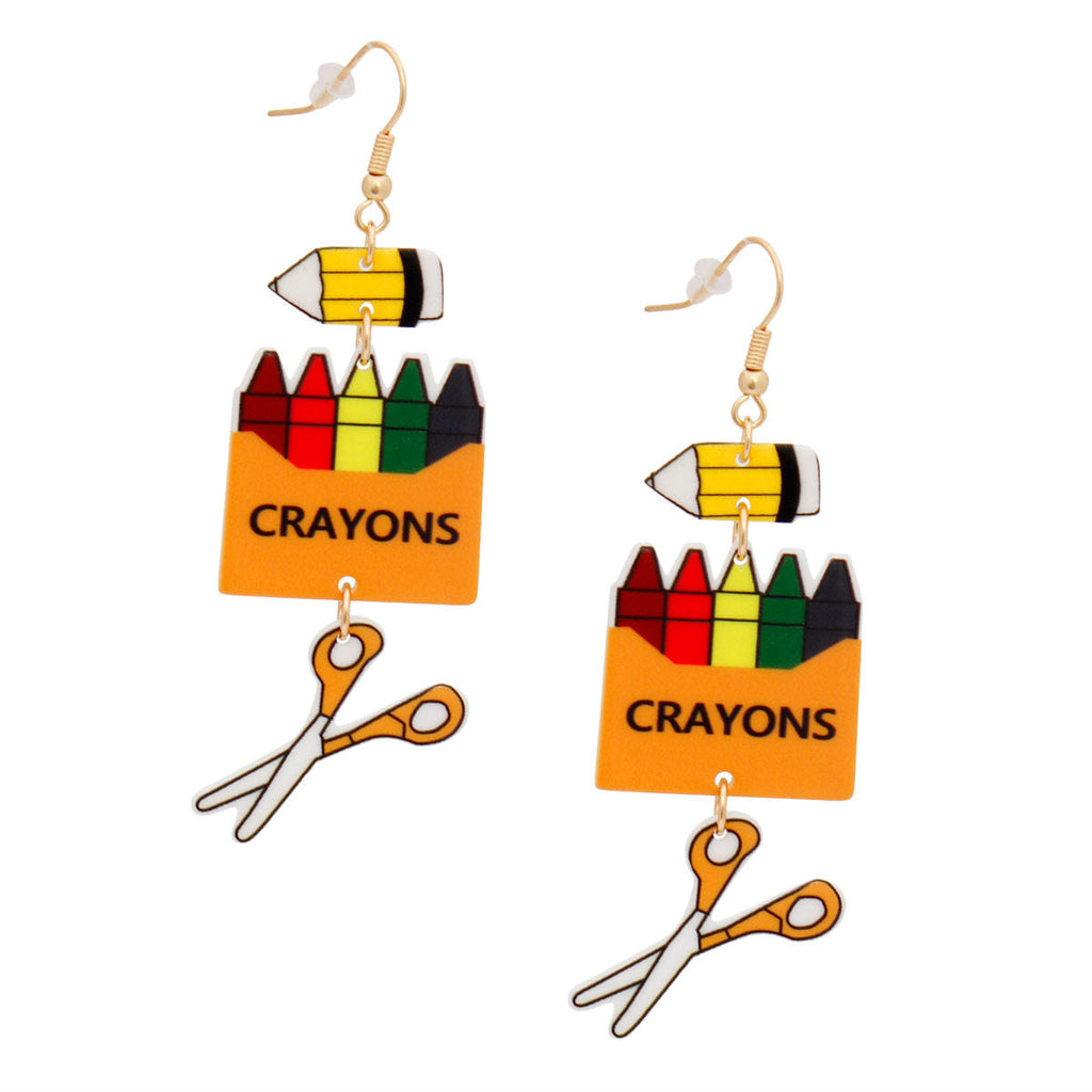 Women’s Statement Earrings Fish Hook Crayons Pencil Scissor Trendy Jewelry
