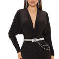 Fashion Belt with Silver Stone Drape Buckle – Stylish Accessory