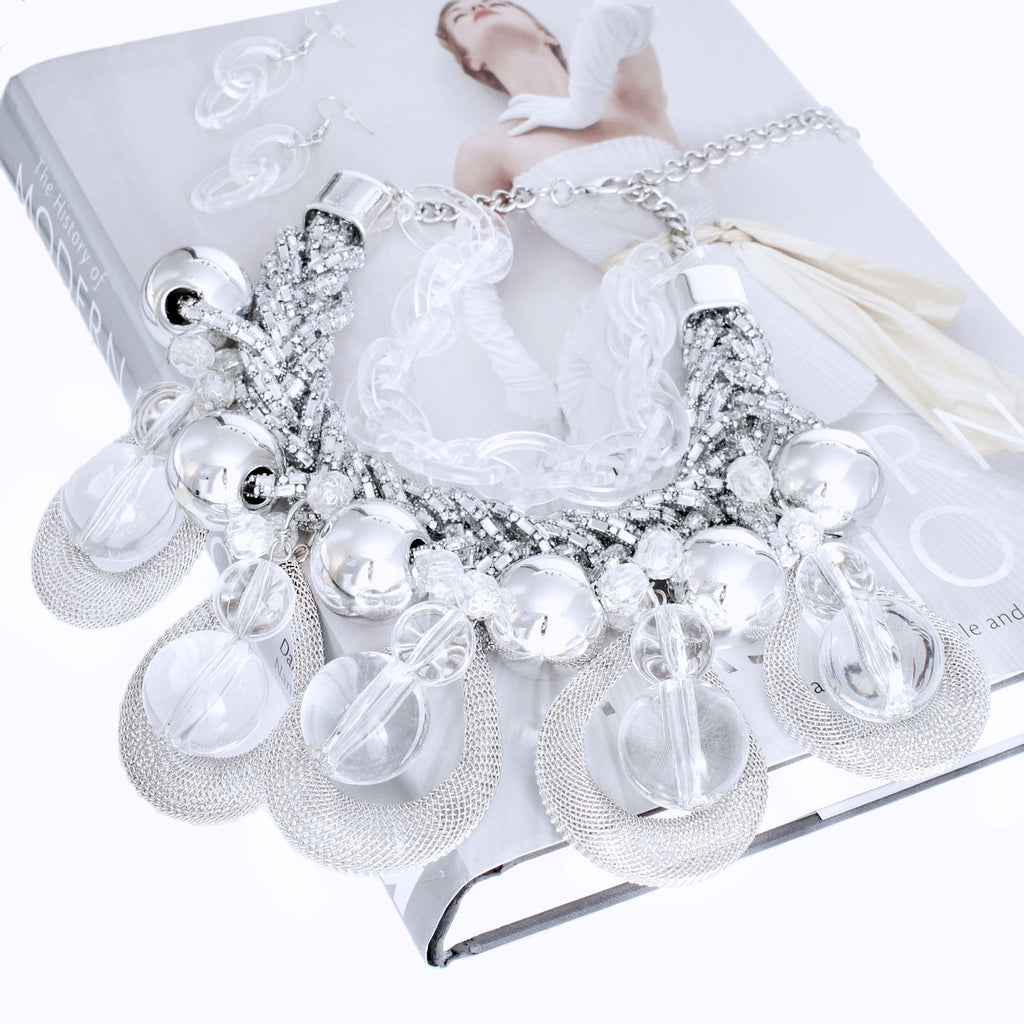 Statement Silver Teardrop Cascade Jewelry Ensemble – Stylish Elegant Accessory Set