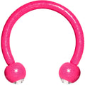 16G Clear Gem Pink Glow in the Dark Horseshoe Circular Barbell