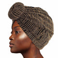 Turban Headband with Gold Stripe Donut Knot – Stylish Fashion Accessory