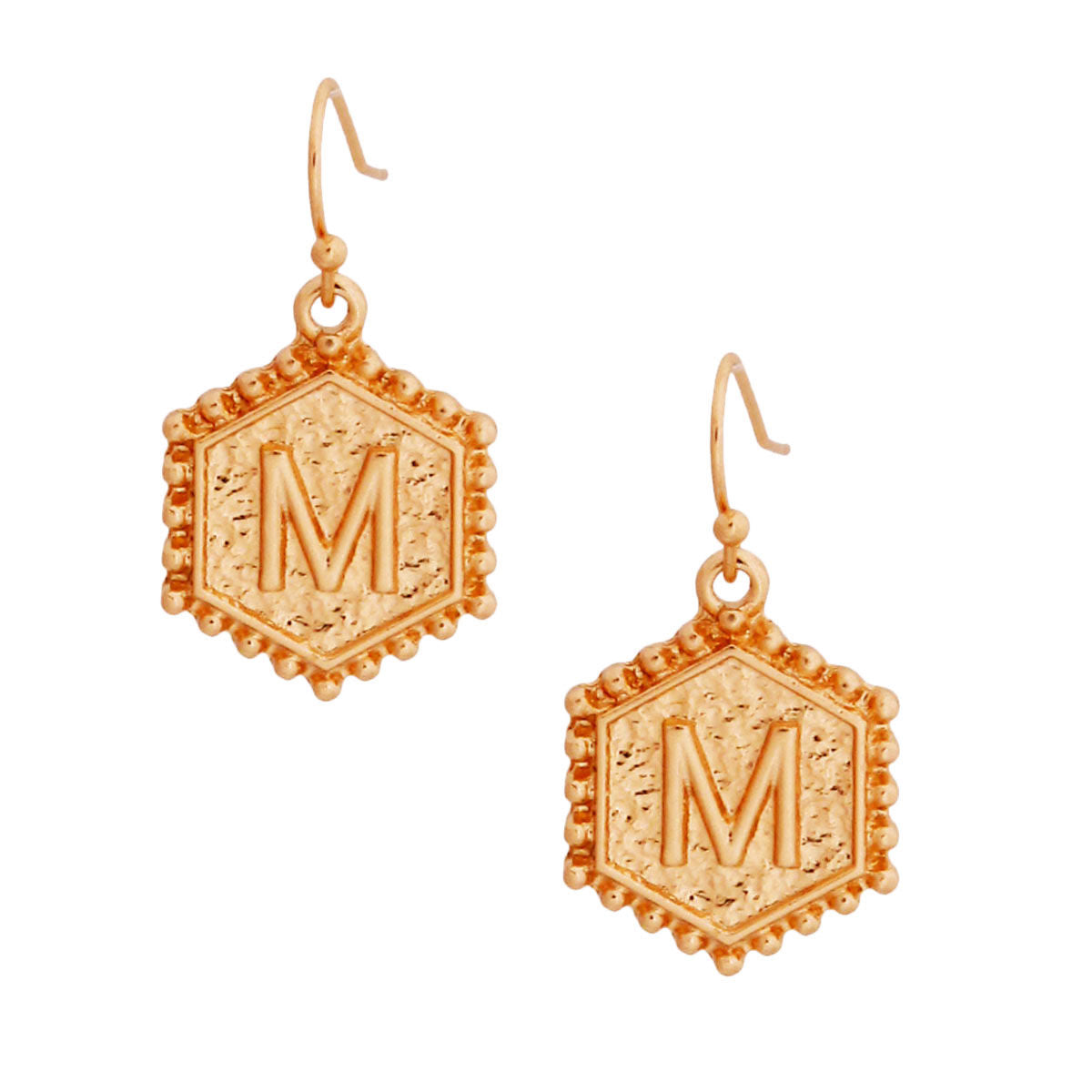 Hexagon Initial Earrings M - Trendy Fashion Jewelry Accessory
