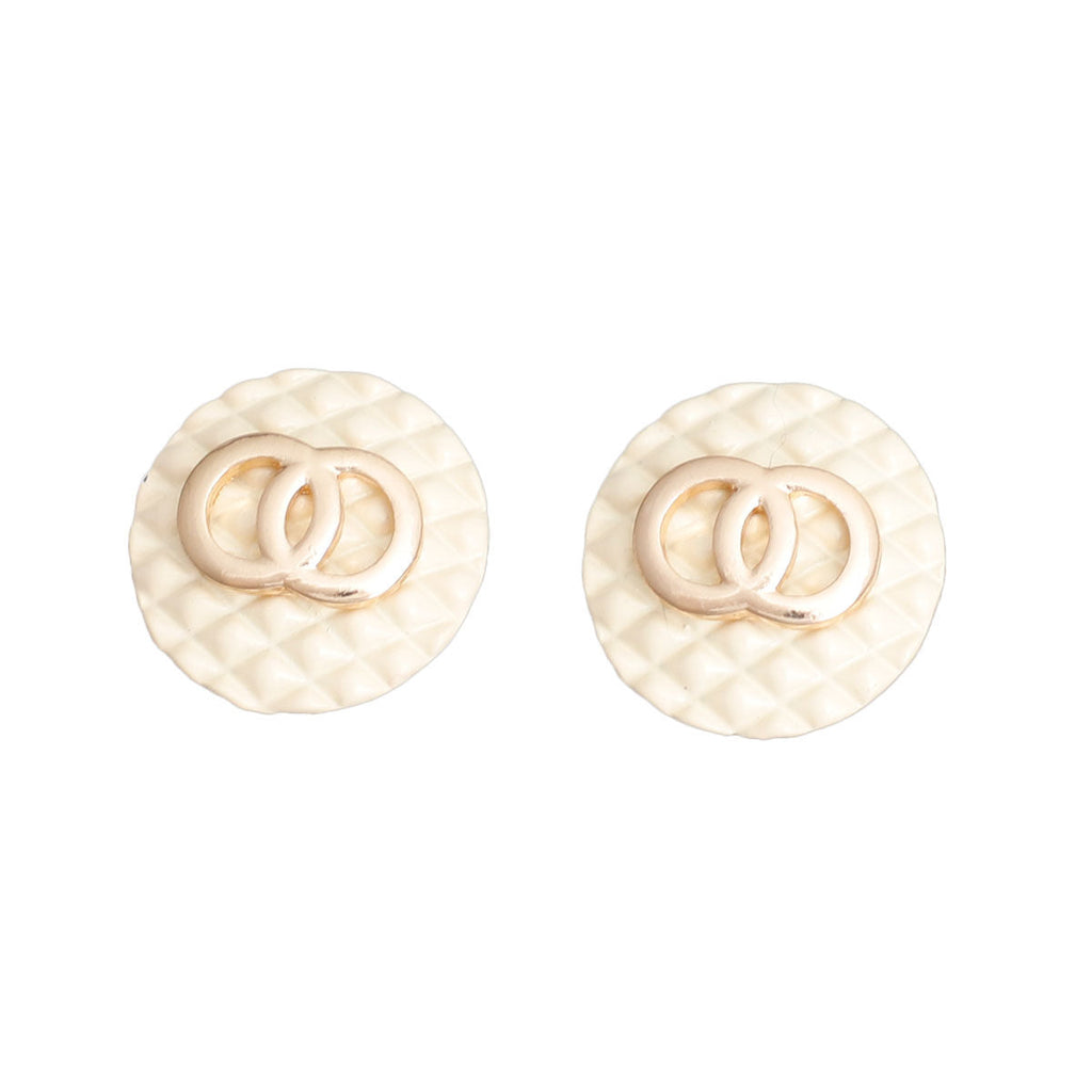 Statement Ivory Quilted Elegance Stud Earrings – Stylish Bespoke Jewelry