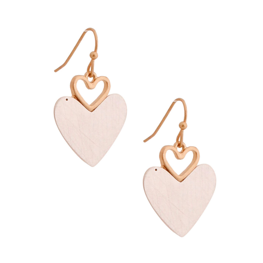 Heart Drop Earrings Trendy Stylish Scratched Design