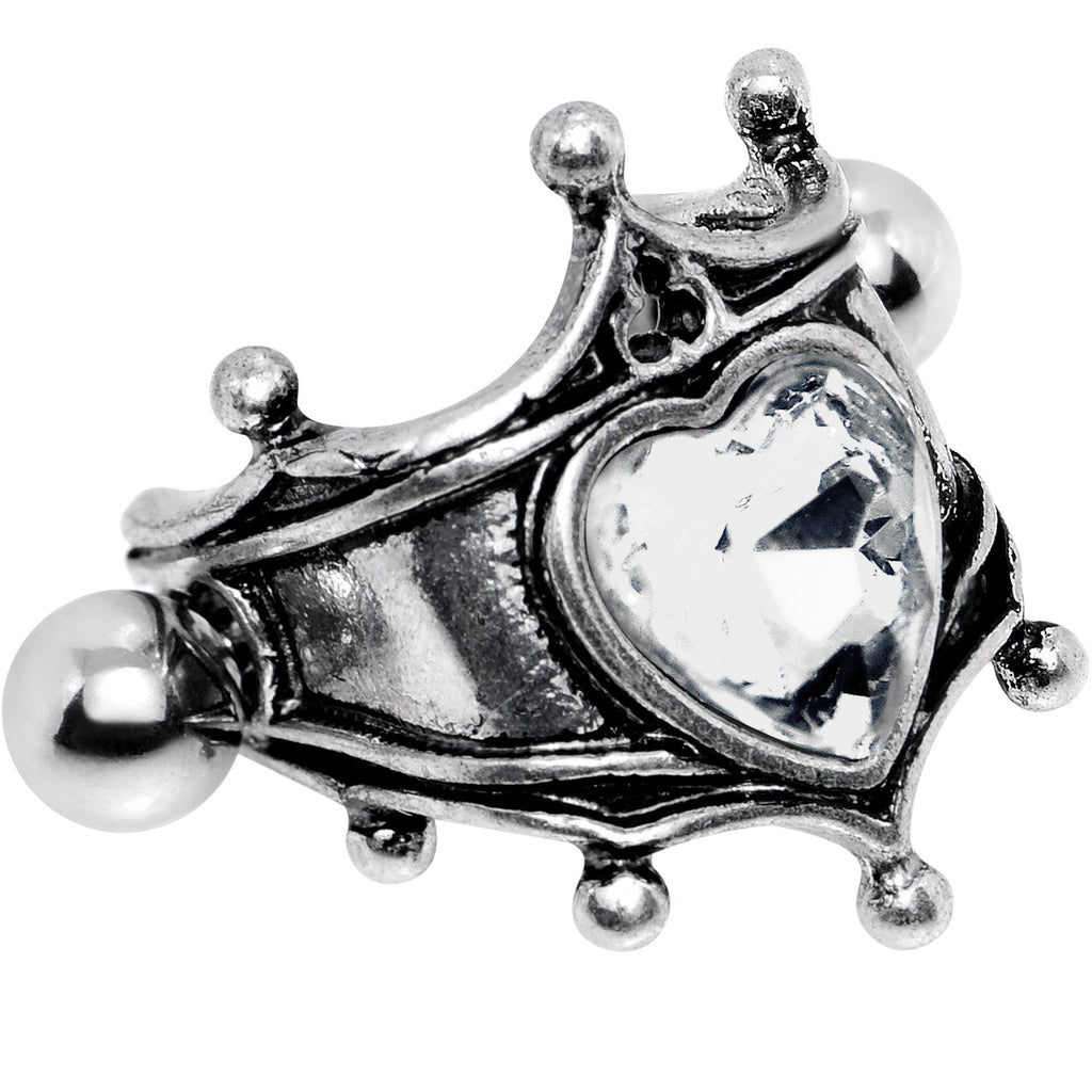 16G 1/2 Clear Gem Queen of Hearts Cuff Cartilage Earring