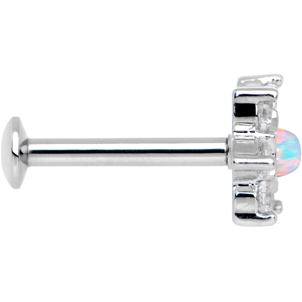 5/16 White Faux Opal Internally Threaded Star Flower Labret Monroe