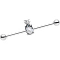 14G Clear Gem Juicy Pineapple Industrial Barbell 38mm
